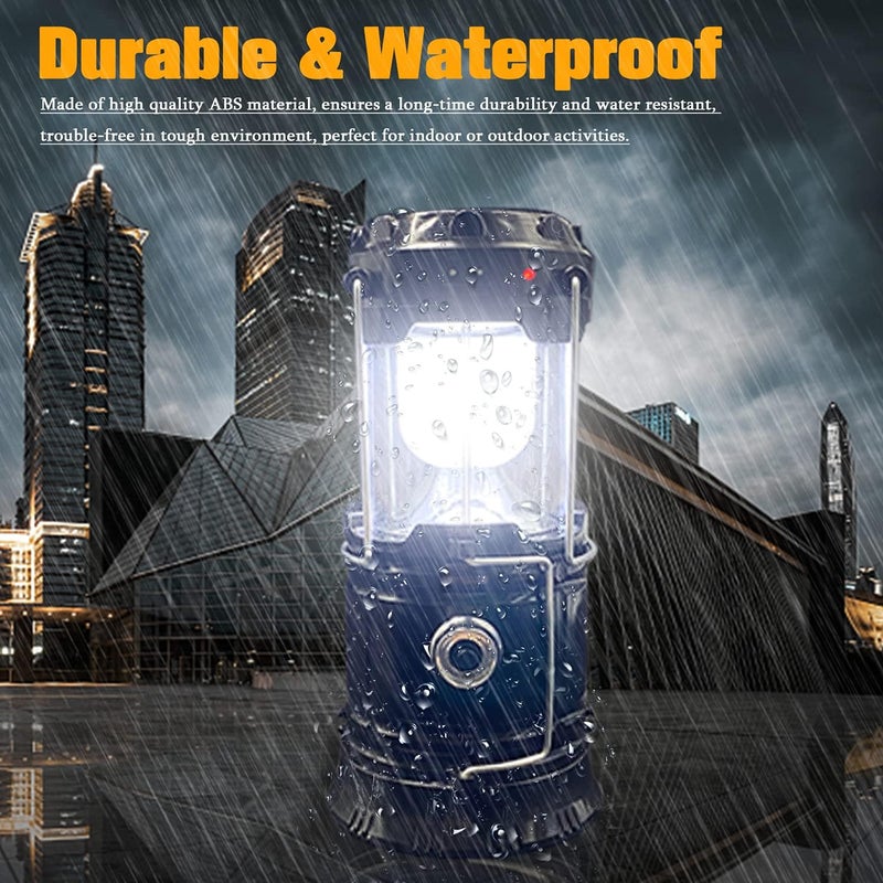 XTAUTO Collapsible Portable LED Camping Lantern Lightweight Waterproof Solar USB Rechargeable LED Flashlight Survival Kits for Indoor Outdoor Home Emergency Light Power Outages Hiking Hurricane 4-Pack - Image 3